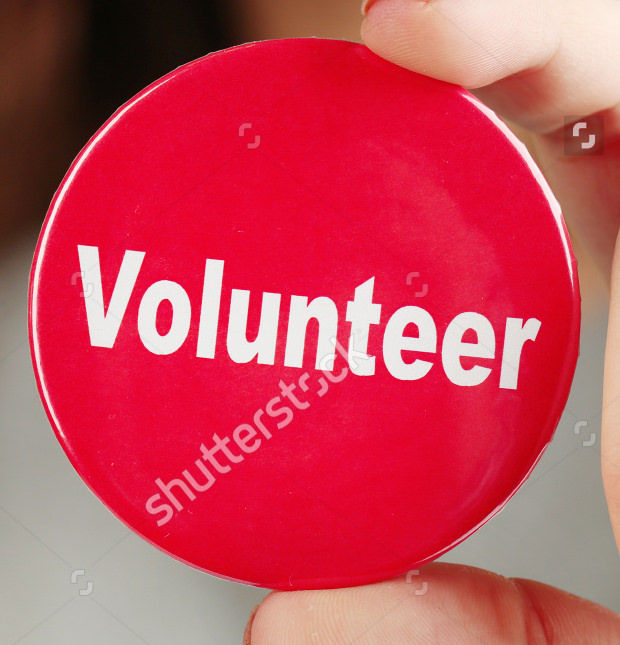 round volunteer badge button mockup
