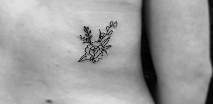 peony and plant back tattoo design