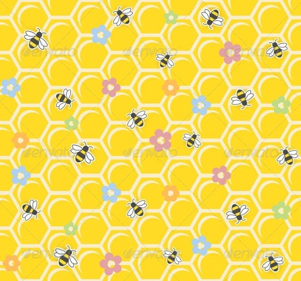 bee on honeycomb seamless pattern