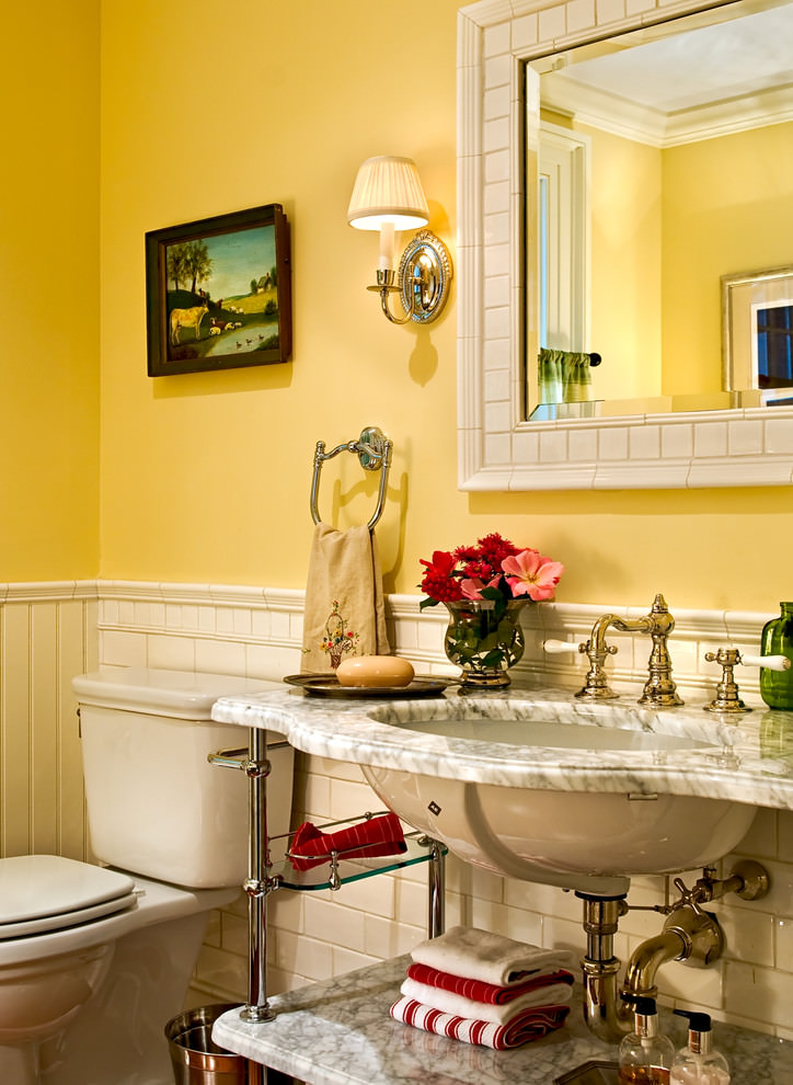 elegant yellow bathroom design