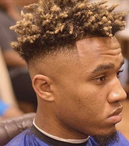 shaved curly fade haircut design