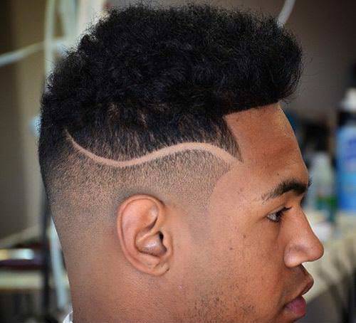 curly wave fade haircut design