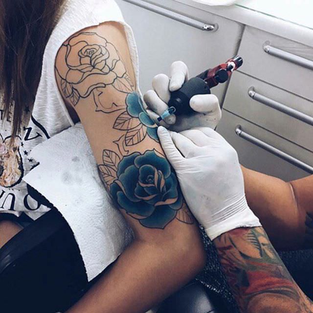 awesome rose design flash tattoo