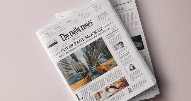 double front newspaper mockup