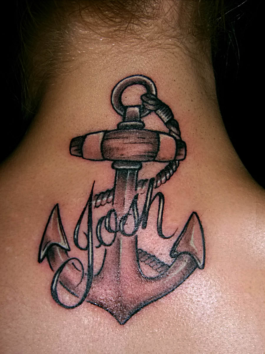 bright anchor tattoo design