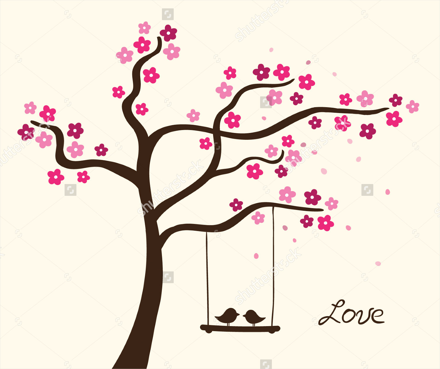 flower love tree vector