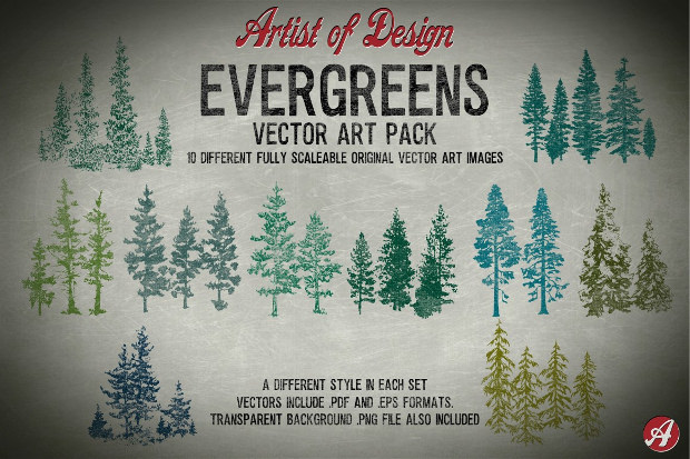 different style of tree vector set download