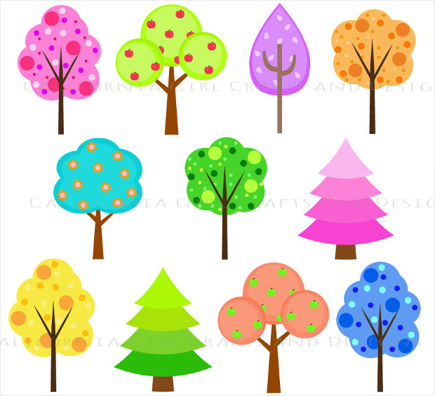 seasonal trees vector collection download