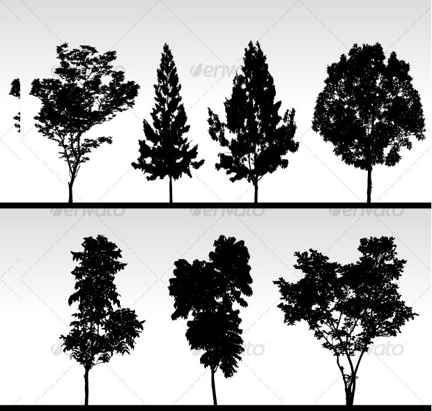 tree silhouette vector collection download