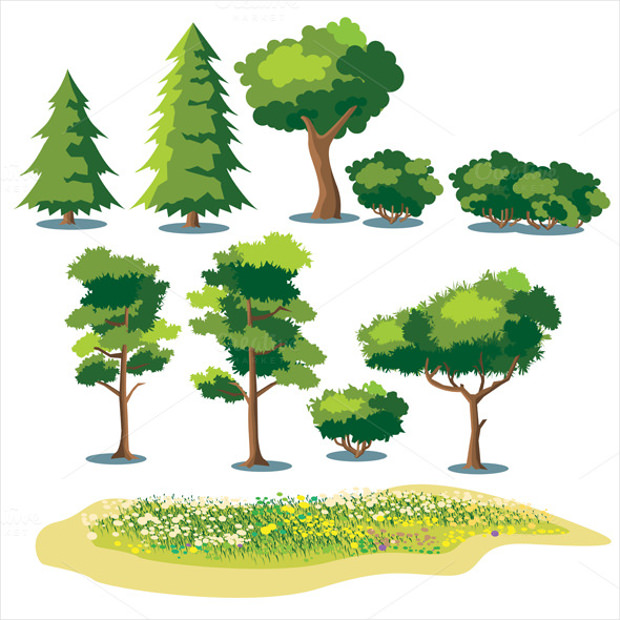 trees set vector style download