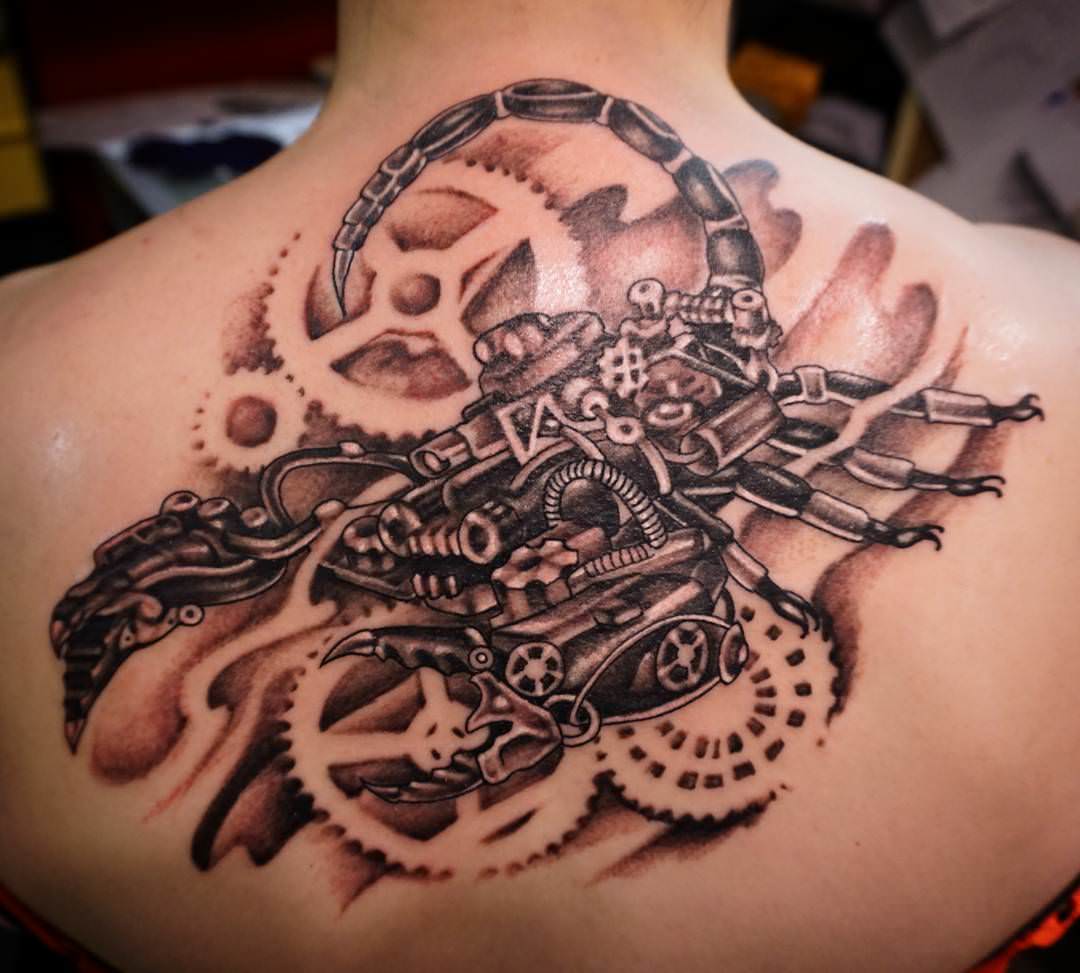 scorpion steampunk tattoo design