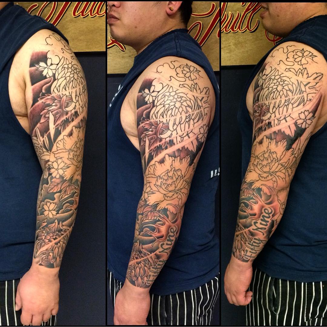sleeve peony tattoo design