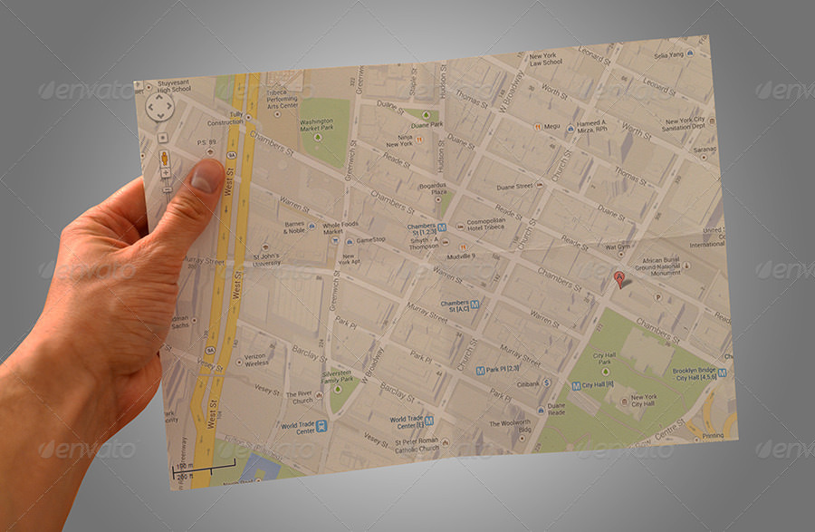 a4 paper map in hand
