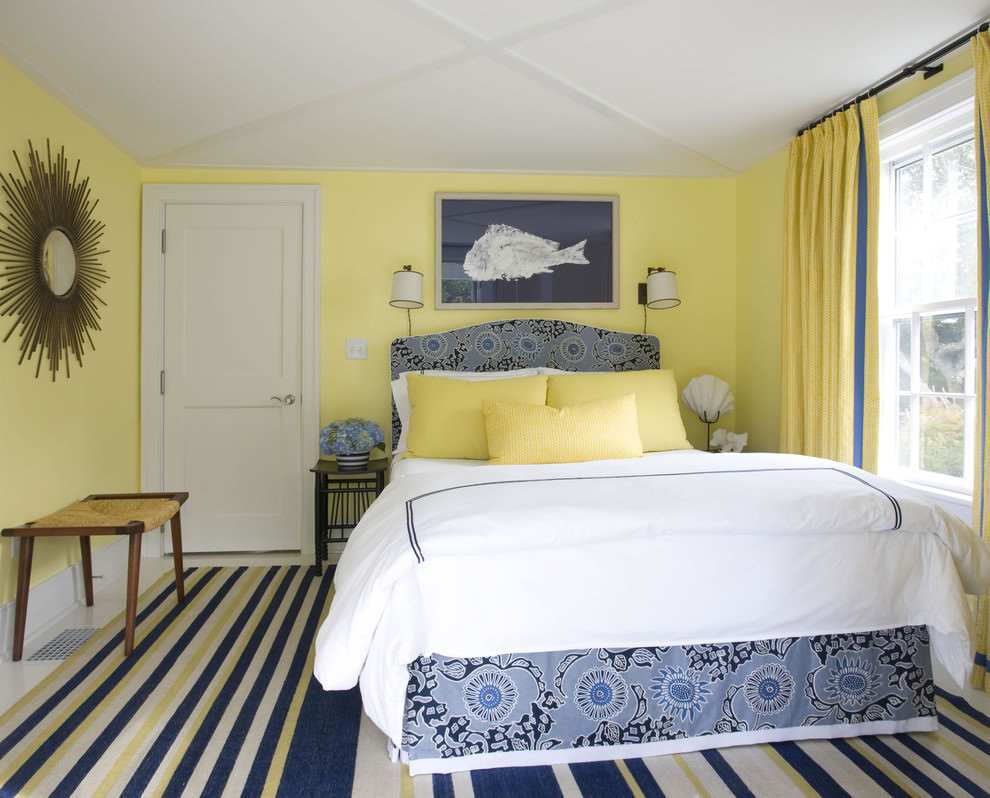 eclectic yellow color bedroom design