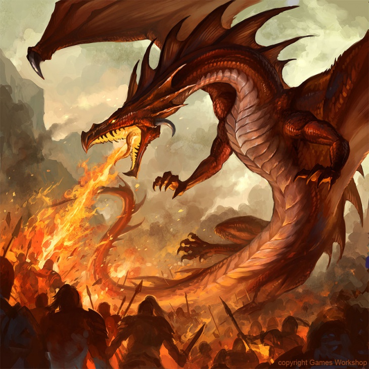 black dragon breathing fire 