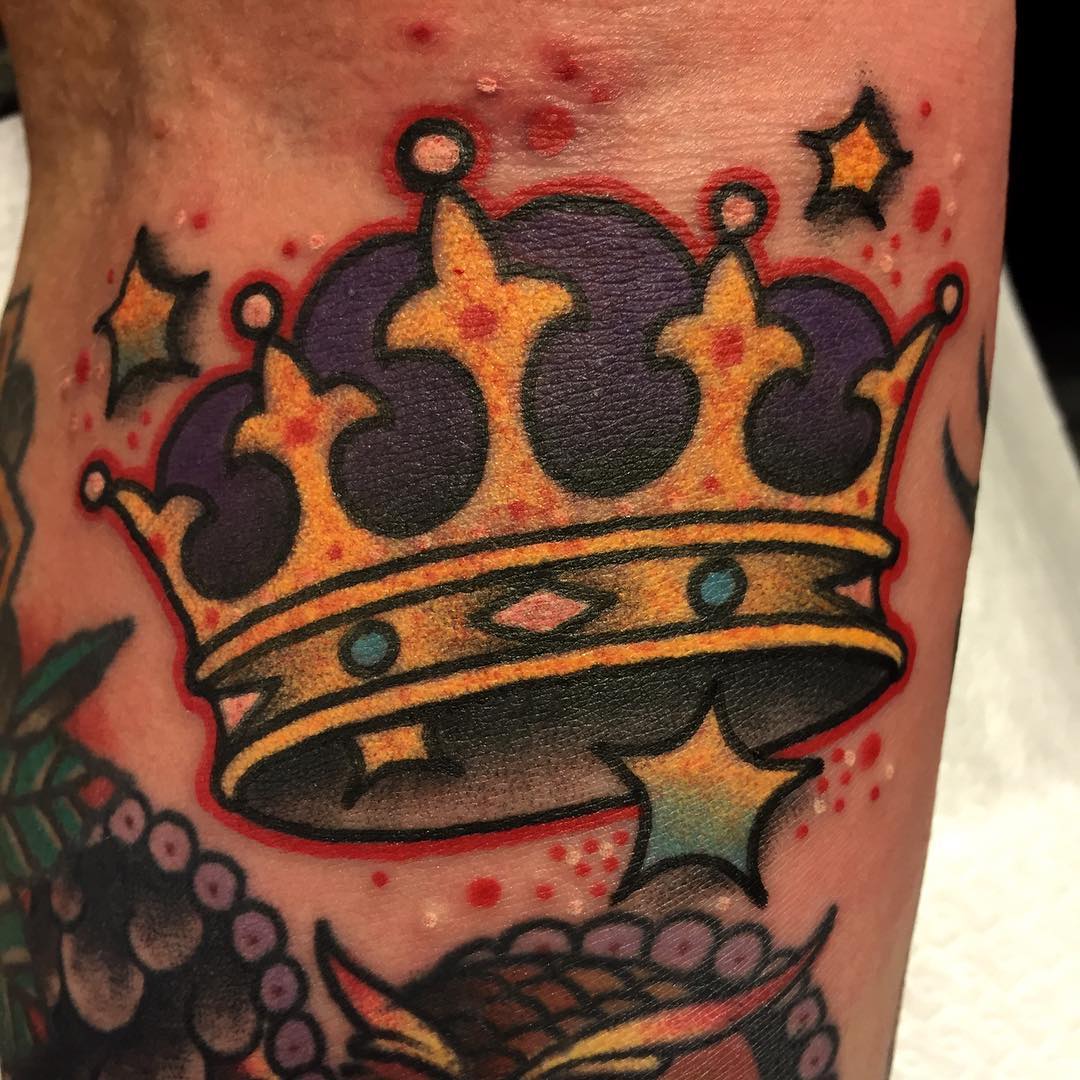 colorful crown tattoo design