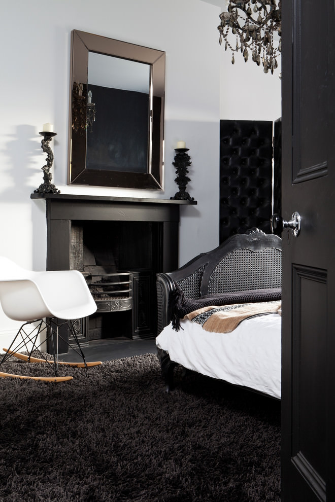 modern bedroom with black color design