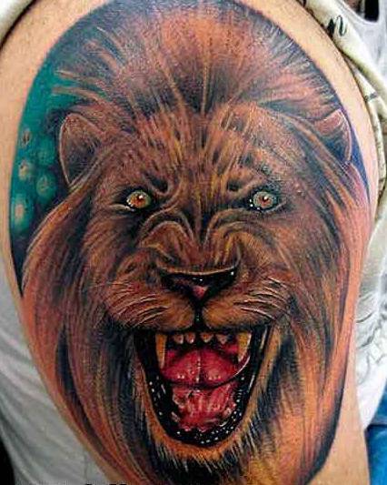 angry leo tattoo