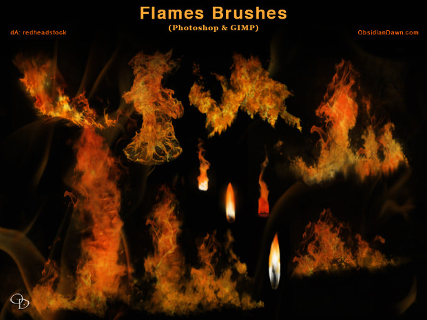 flames brushes for photoshop and gimp download