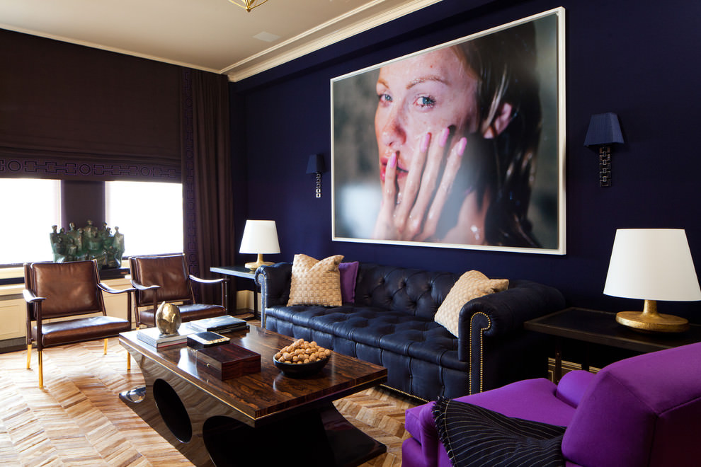 modern family room with blue royal sofa design