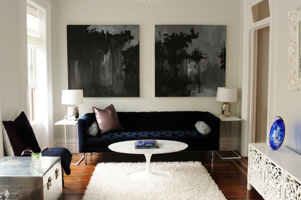 royal blue sofa design in family room
