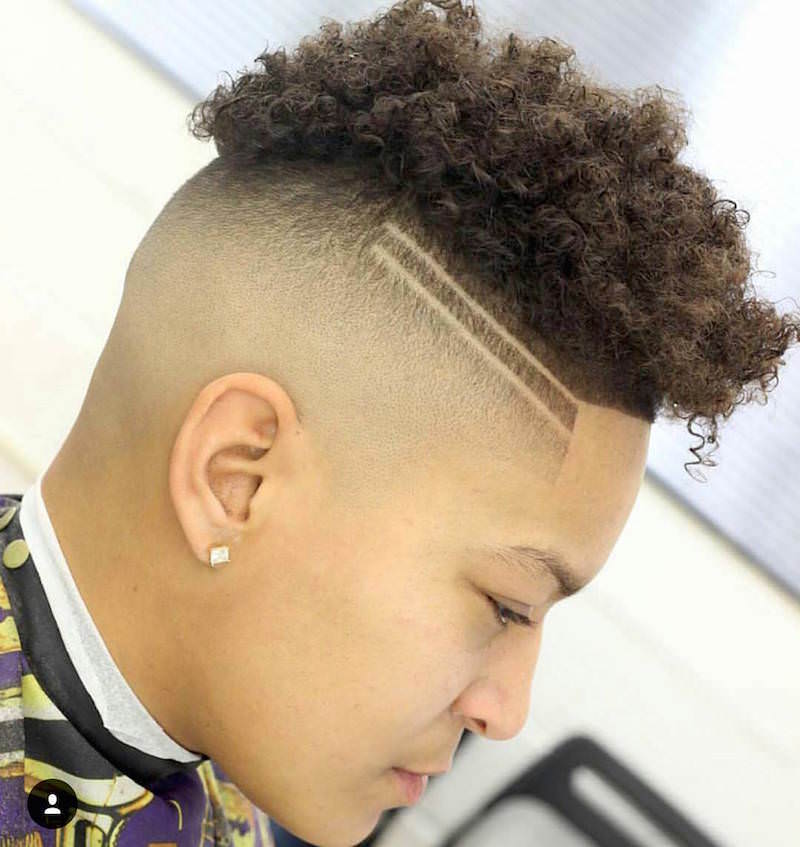 curly bald faded haircut design