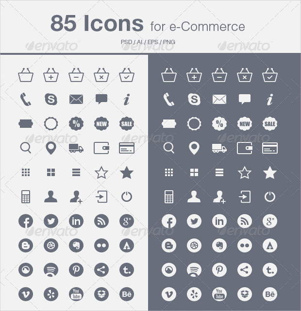 85 shopping and ecommerce icons