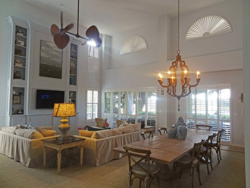 elegant transitional living and dining room design