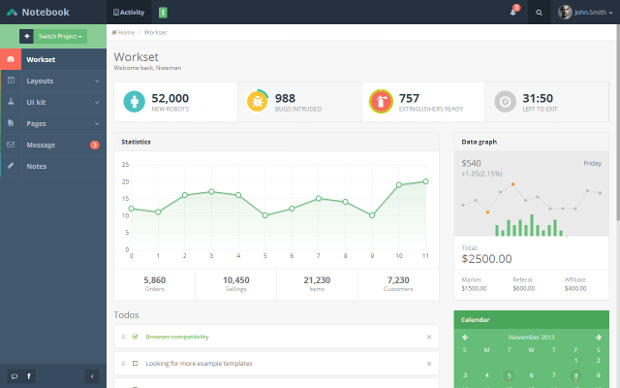 web app and admin template