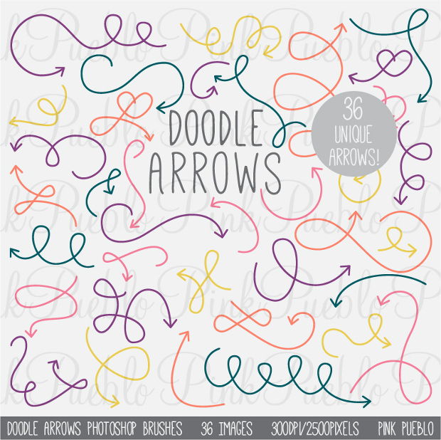 36 doodle arrow brushes