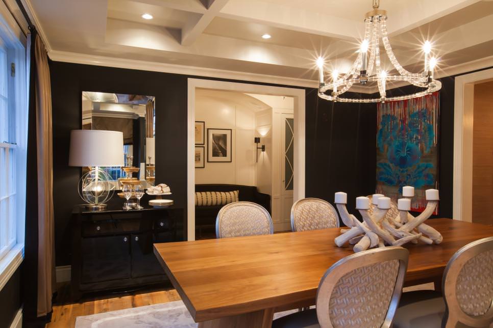 dining room with elegant chandelier
