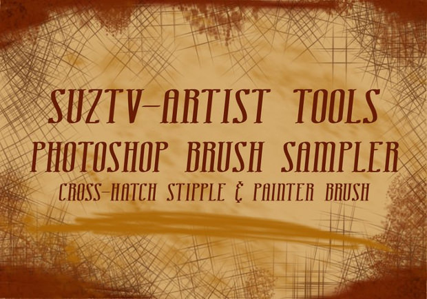 crosshatch and stipple with a great set of painterly brush stroke brushes 