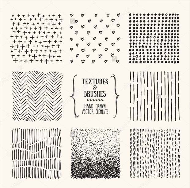 artistic collection of hand drawn textures and brushes