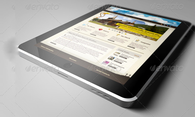 3d tablet website mockup template