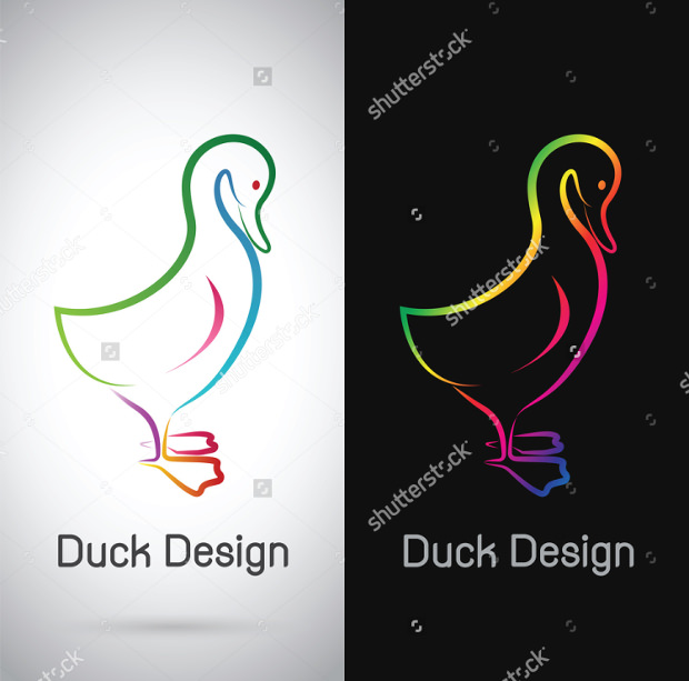 white and black background duck logo