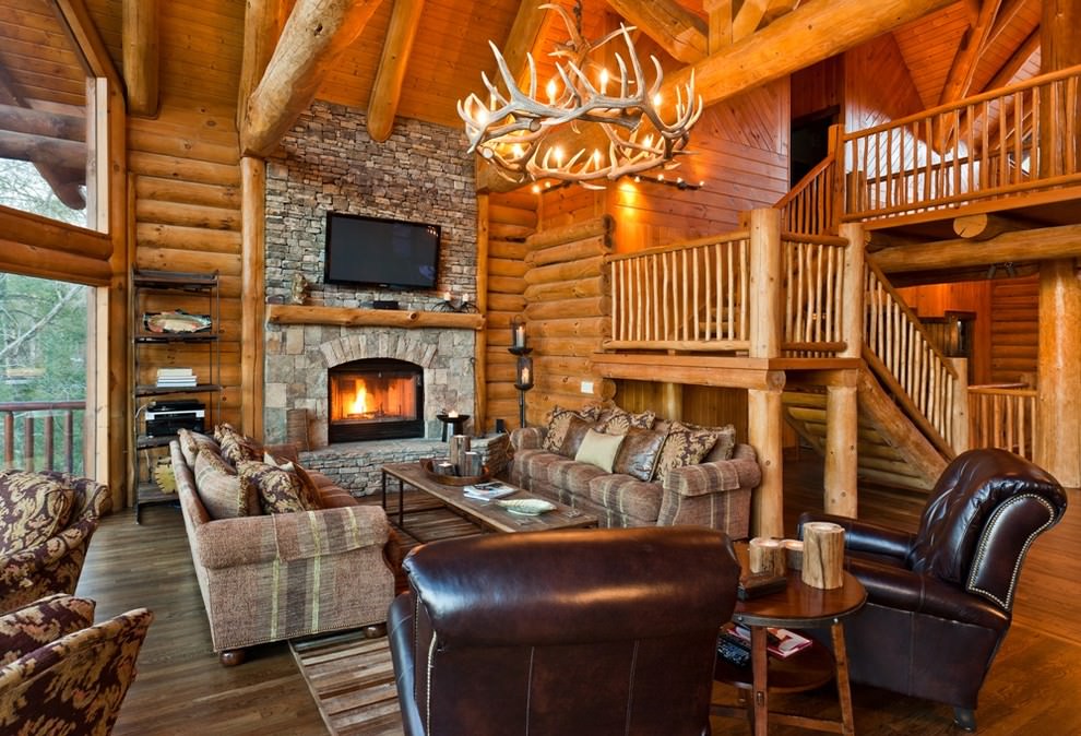 country cabin interior design living room