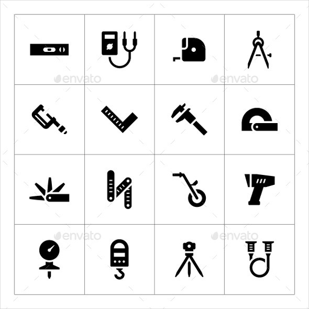 set icons of measuring tools