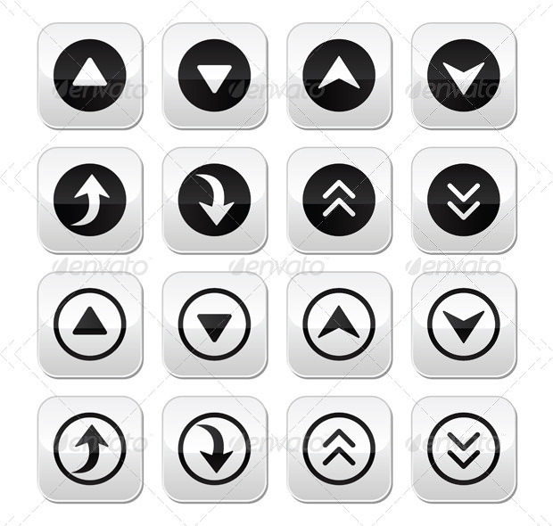 up and down arrows vector buttons set