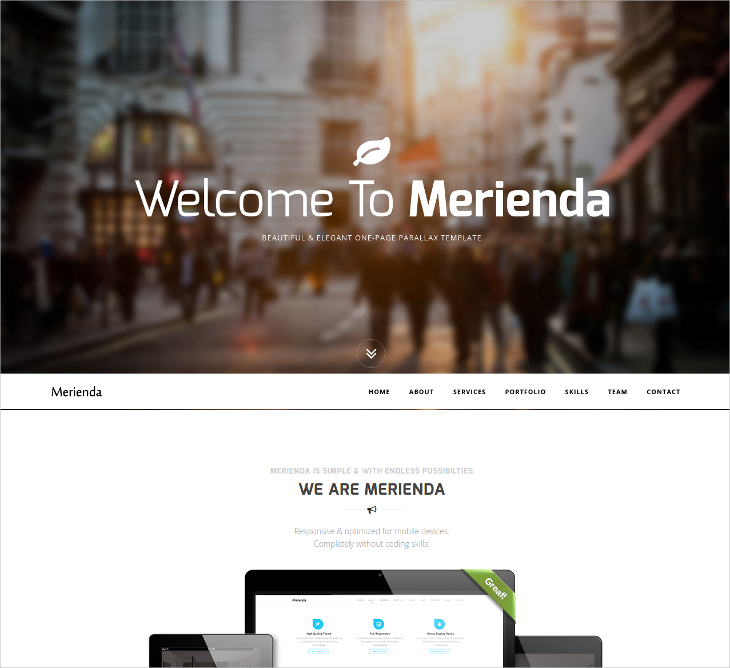 merinda one page parallax template