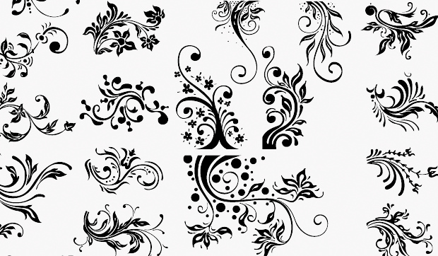 swirly floral design brushes
