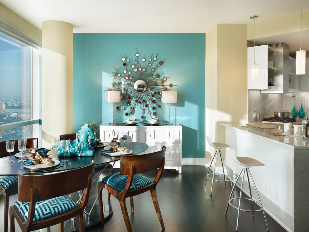 beautiful bright blue dining room design