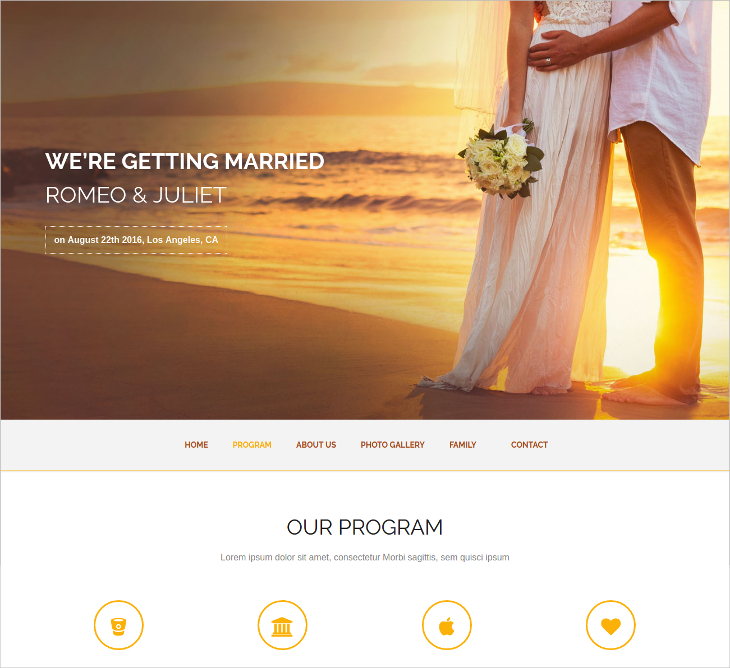 wedding bootstrap website template