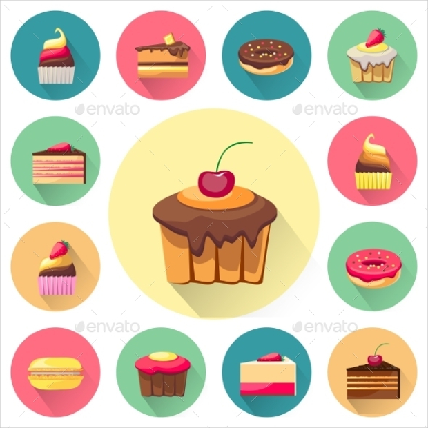 tasty cake icon set
