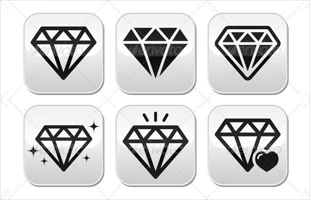 diamond vector icons set