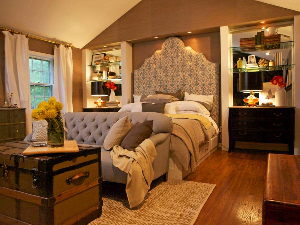 master bedroom with custom headboard texture