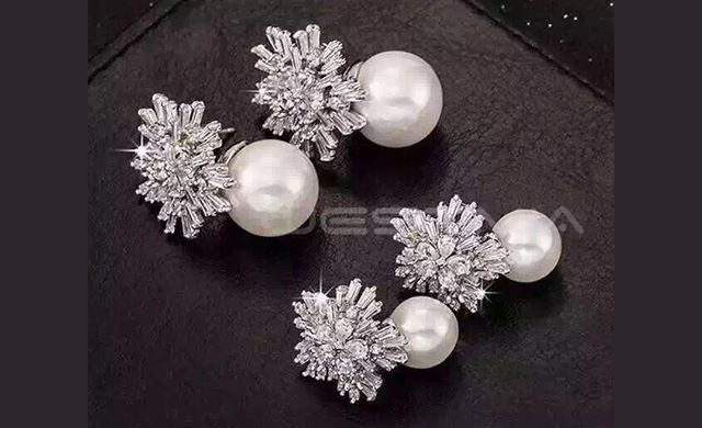 snowflake earrings with pearls