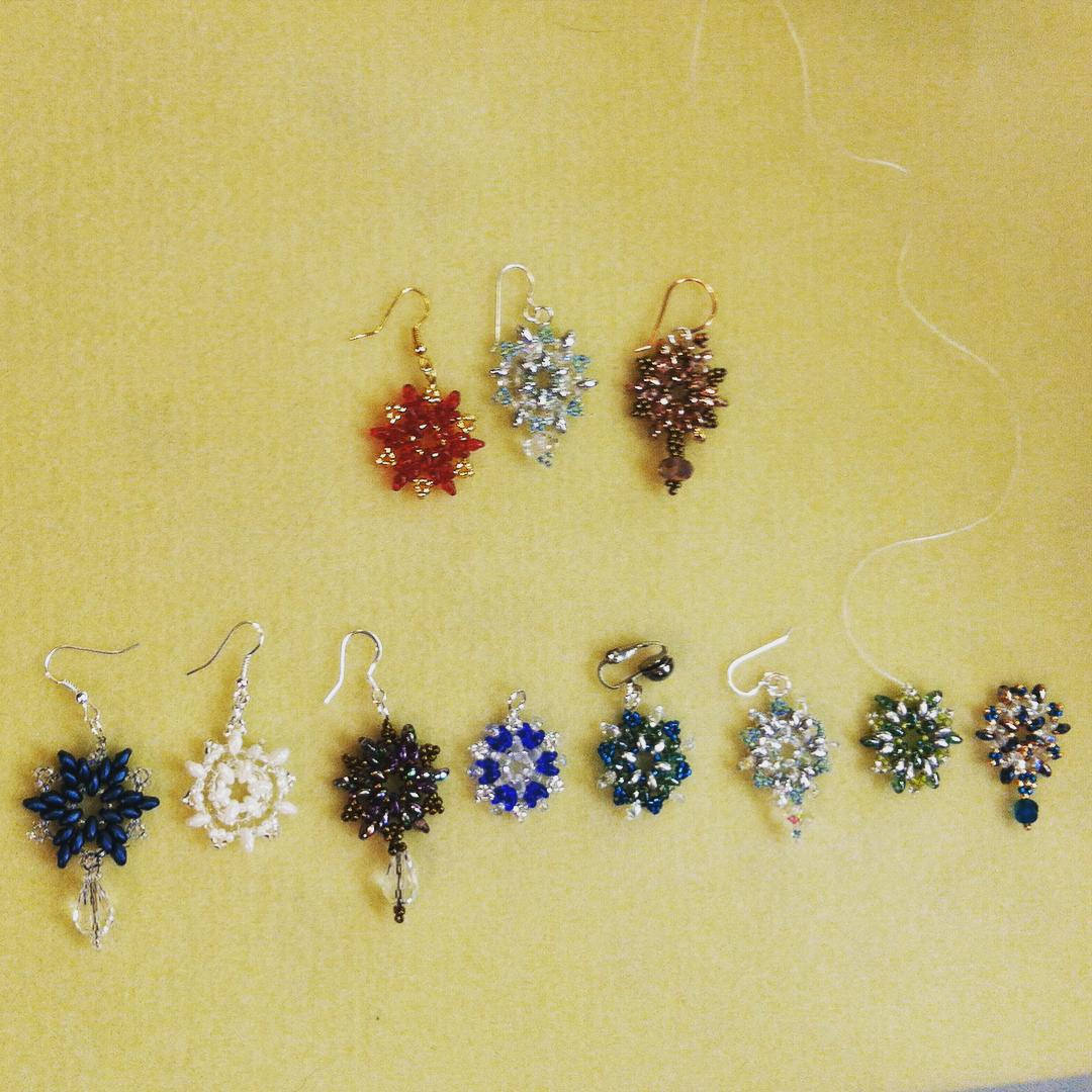 colorful snowflake earrings
