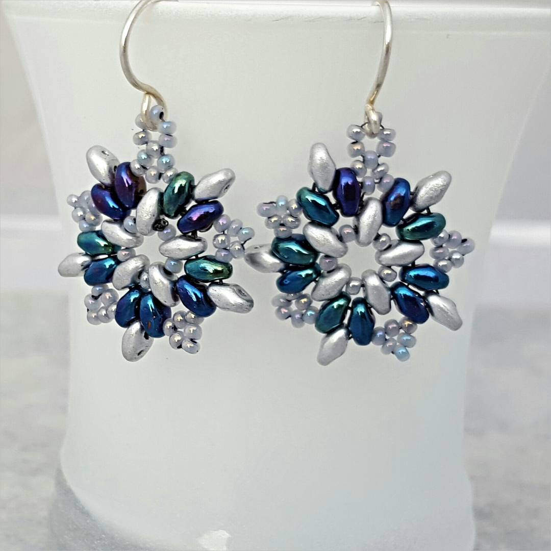 blue silver snowflake earrings