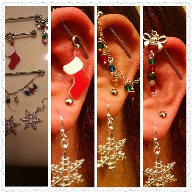 set of trendy snowflake earrings