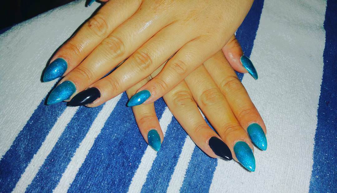 blue and black nail designs